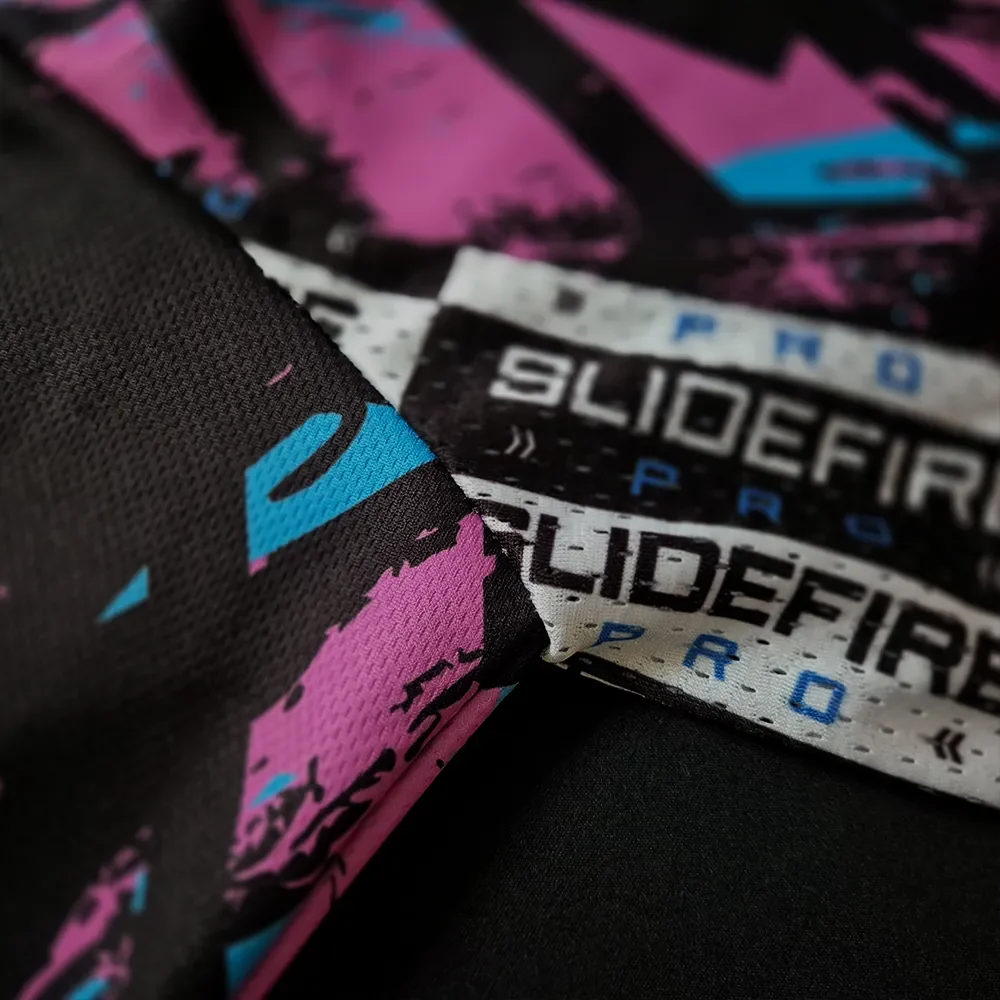 Close-up showing the jersey’s breathable mesh material