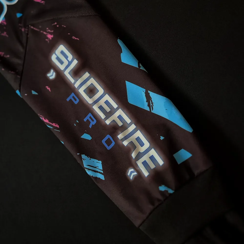 Close-up of padded forearm panels on a custom jersey